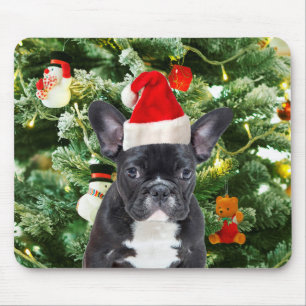 French Bulldog Christmas Tree Ornaments Snowman Mouse Pad