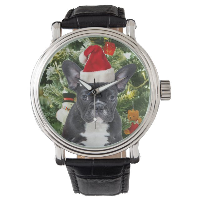 French Bulldog Christmas Tree Ornaments Snowman Watch (Front)