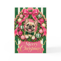 French Bulldog Christmas Wreath Card