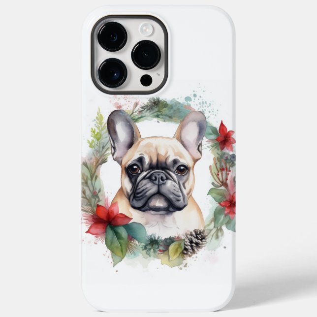 French Bulldog Christmas Wreath Festive Pup Case-Mate iPhone Case (Back)