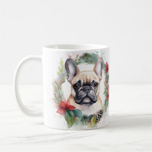 French Bulldog Christmas Wreath Festive Pup Coffee Mug