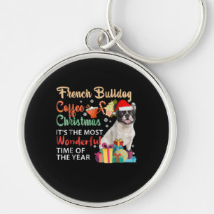 French Bulldog Coffee Christmas It's Wonderful Keychain