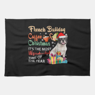 French Bulldog Coffee Christmas It's Wonderful Kitchen Towel