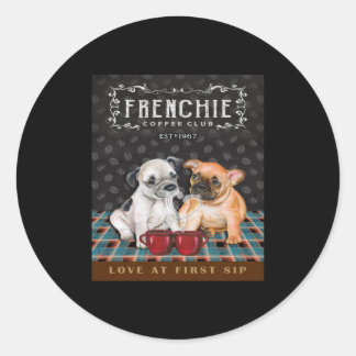 French Bulldog Coffee Club Classic Round Sticker