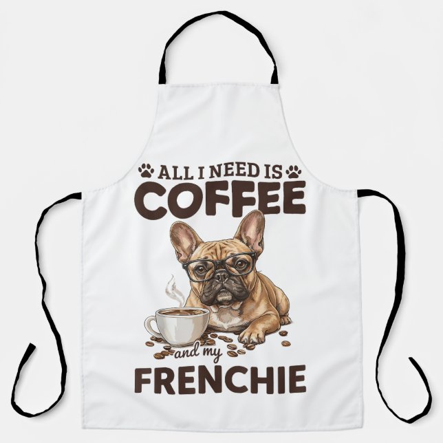 French Bulldog Coffee Frenchie Dog Apron (Front)