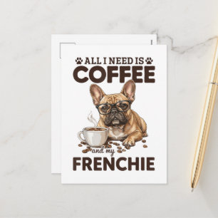 French Bulldog Coffee Frenchie Dog Holiday Postcard