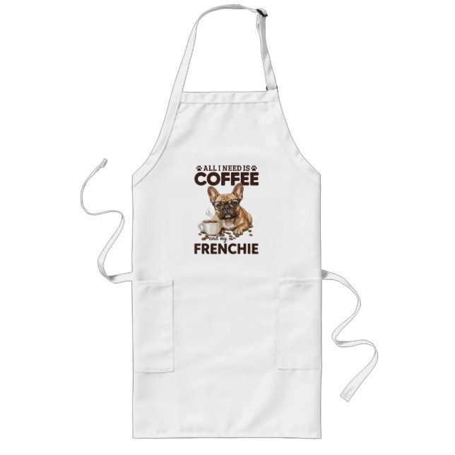 French Bulldog Coffee Frenchie Dog Long Apron (Front)