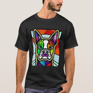 French Bulldog - Colorful Stained Glass Pop Art_7 T-Shirt