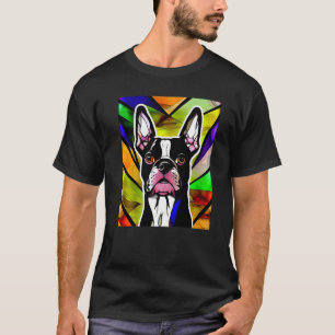 French Bulldog - Colorful Stained Glass Pop Art Pr T-Shirt