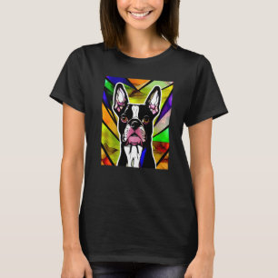 French Bulldog - Colorful Stained Glass Pop Art Pr T-Shirt