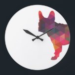 French Bulldog colourful Geometric Silhouette Large Clock<br><div class="desc">This silhouette can also represent: French Bulldog,  Frenchie,  Boston Terrier,  American Gentleman,  Bostie,  Frog Dog,  Clown Dog,  Bat Ears,  Toy Bulldog,  Brachycephalic,  Clown Prince of Dogs,  Klun,  Frenchy,  Lace,  Bulldogge,  companion dog,  toy breed,  FBD</div>