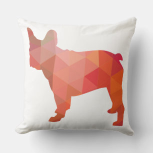 French Bulldog Colourful Geometric Silhouette Throw Pillow