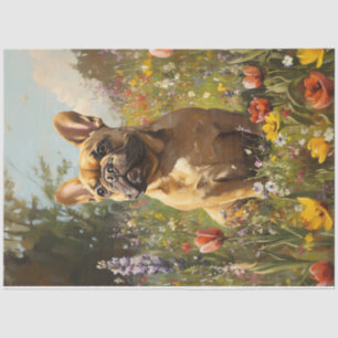 French Bulldog Colourful Wildflower Field Decoupag Tissue Paper