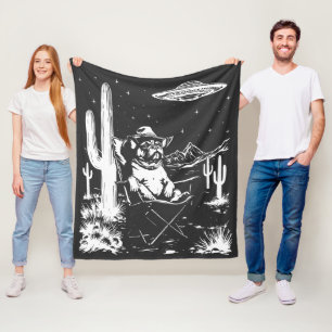 French Bulldog Cowboy UFO Fleece Blanket