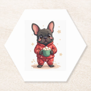French Bulldog Cozy Cocoa Paper Coaster