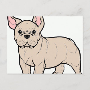 french bulldog cream cartoon postcard