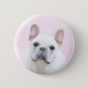 French Bulldog (Cream/White) Painting - Dog Art 2 Inch Round Button