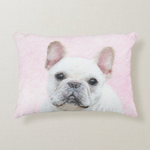 French Bulldog (Cream/White) Painting - Dog Art Accent Pillow