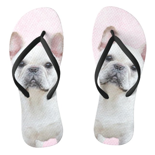 French Bulldog (Cream/White) Painting - Dog Art Flip Flops (Footbed)