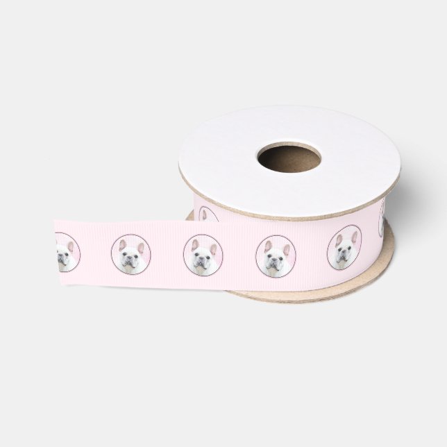 French Bulldog (Cream/White) Painting - Dog Art Grosgrain Ribbon (Spool)