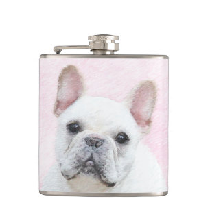 French Bulldog (Cream/White) Painting - Dog Art Hip Flask