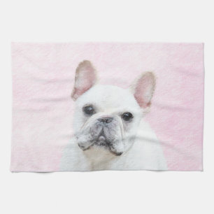 French Bulldog (Cream/White) Painting - Dog Art Kitchen Towel
