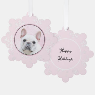 French Bulldog (Cream/White) Painting - Dog Art Ornament Card