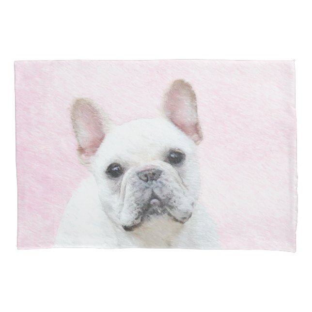 French Bulldog (Cream/White) Painting - Dog Art Pillowcase (Front)