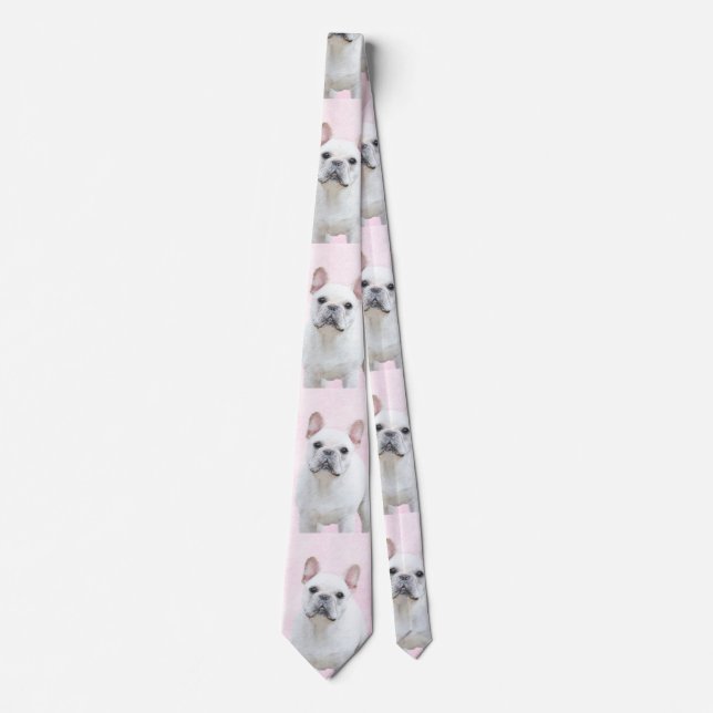 French Bulldog (Cream/White) Painting - Dog Art Tie (Front)