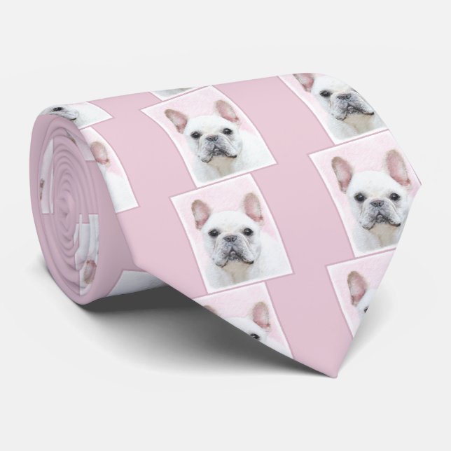 French Bulldog (Cream/White) Painting - Dog Art Tie (Rolled)