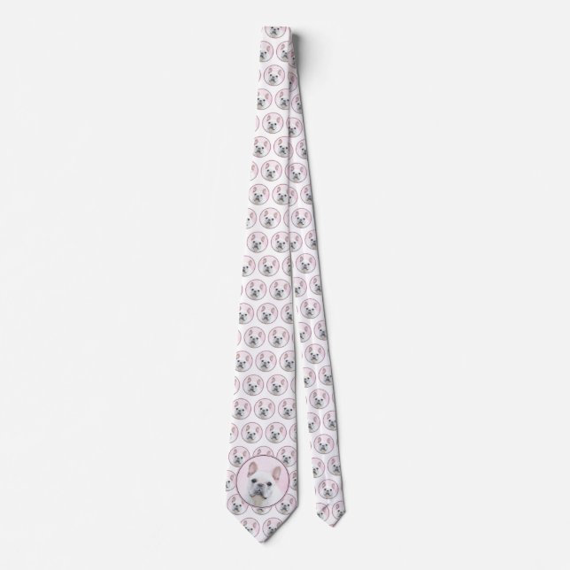 French Bulldog (Cream/White) Painting - Dog Art Tie (Front)