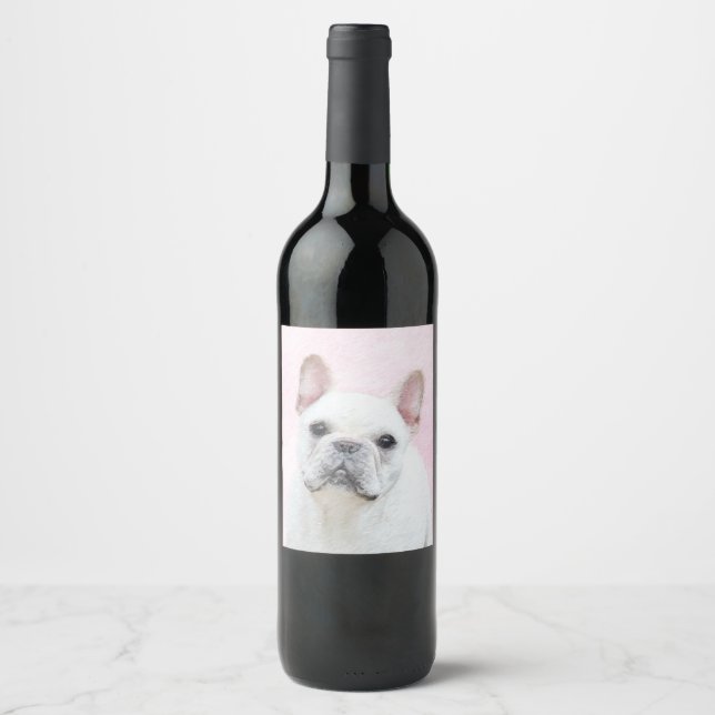 French Bulldog (Cream/White) Painting - Dog Art Wine Label (Front)