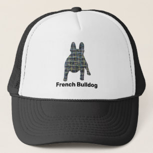 French Bulldog Cute Dog Silhouette Grid Custom Trucker Hat