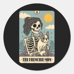 French Bulldog Cute Frenchie Dog Mom Tarot Card Sk Classic Round Sticker