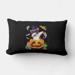 French Bulldog Dabbing To Open Pumpkin Halloween Lumbar Pillow