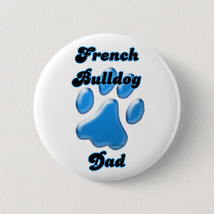 French Bulldog Dad Blue Pawprint - Button