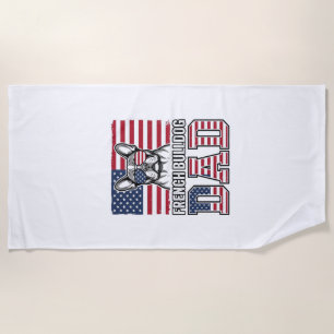 French Bulldog Dad Patriotic Vintage Beach Towel