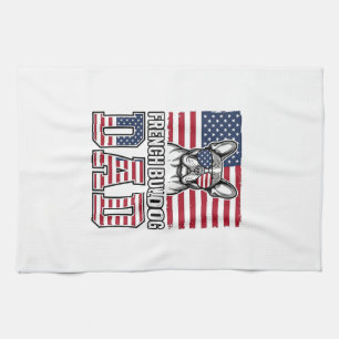 French Bulldog Dad Patriotic Vintage Kitchen Towel