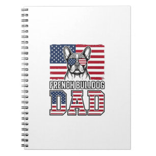 French Bulldog Dad Patriotic Vintage Notebook