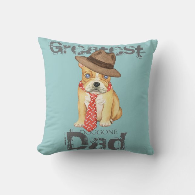 French Bulldog Dad Throw Pillow (Front)