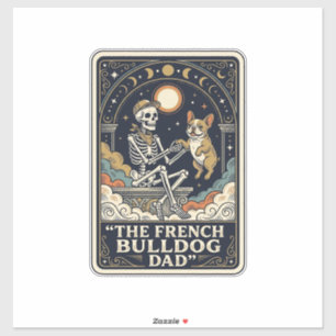 French Bulldog Dad Vintage Skeleton Tarot Shirt_1