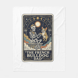 French Bulldog Dad Vintage Skeleton Tarot Shirt_1 Fleece Blanket