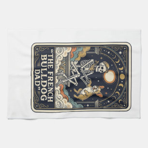 French Bulldog Dad Vintage Skeleton Tarot Shirt_1 Kitchen Towel