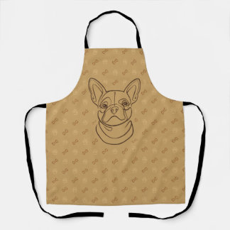 French Bulldog Decorative Line Art Pattern Apron