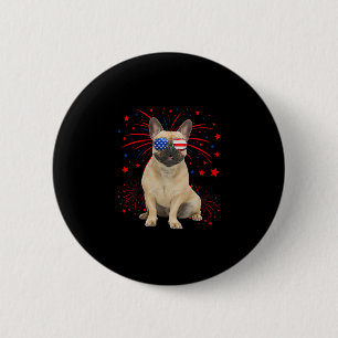 French Bulldog Dog American Flag 4th Of July 2 Inch Round Button