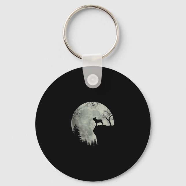 French Bulldog Dog And Moon Halloween Costume  Keychain (Front)