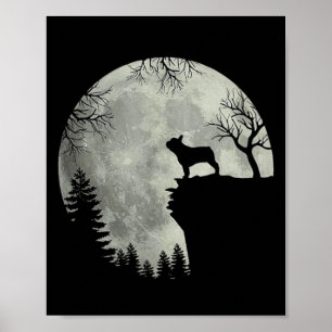French Bulldog Dog And Moon Shirt Halloween Poster