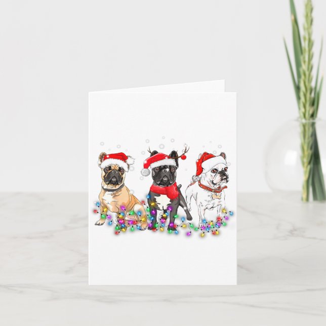 French Bulldog Dog Christmas Lights Cute Pet Match Card (Front)