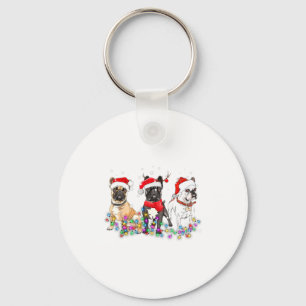 French Bulldog Dog Christmas Lights Cute Pet Match Keychain