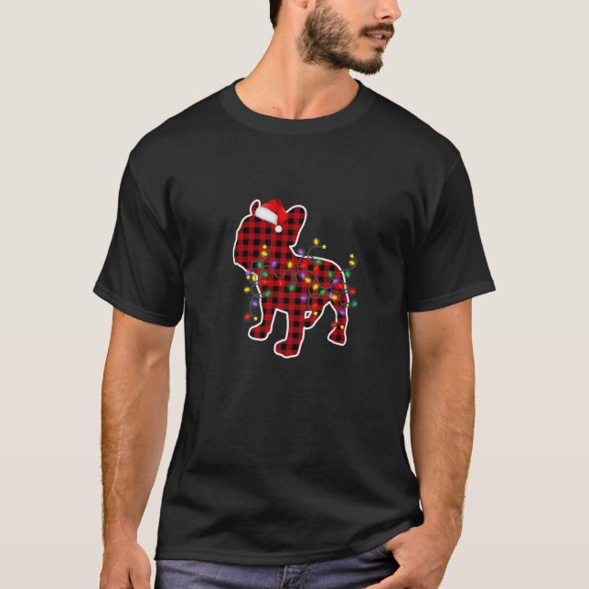 French Bulldog Dog Christmas Lights Pyjamas Family T-Shirt (Front)